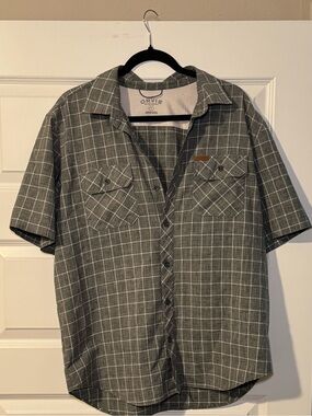 Orvis Men's Gray Plaid Short-Sleeve Button-Down Shirt